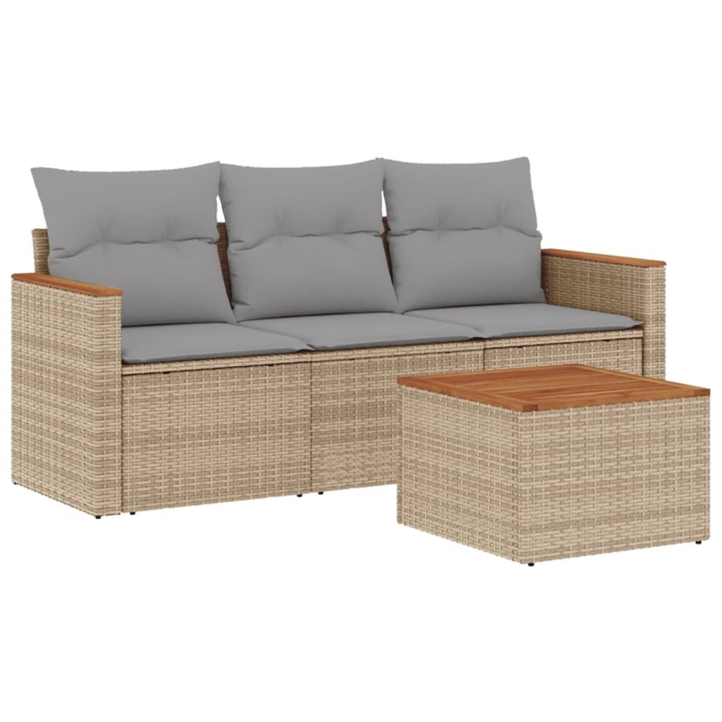 "2026 MODERNE" 4-tlg. Garten-Lounge-Set - elegantes Design - Sitzgruppe/Gartengarnitur - mit Kissen Beige Poly Rattan - Terassenmöbel NeuMöbel986579