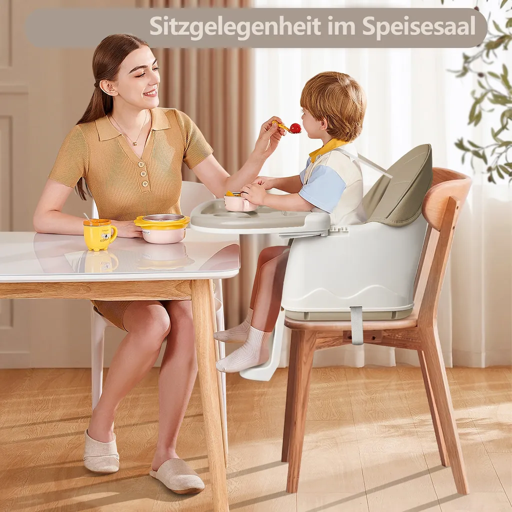 Chaise Bébé Polyvalente et Mobile : Siège Enfant Réglable Beige XMTECH - 4
