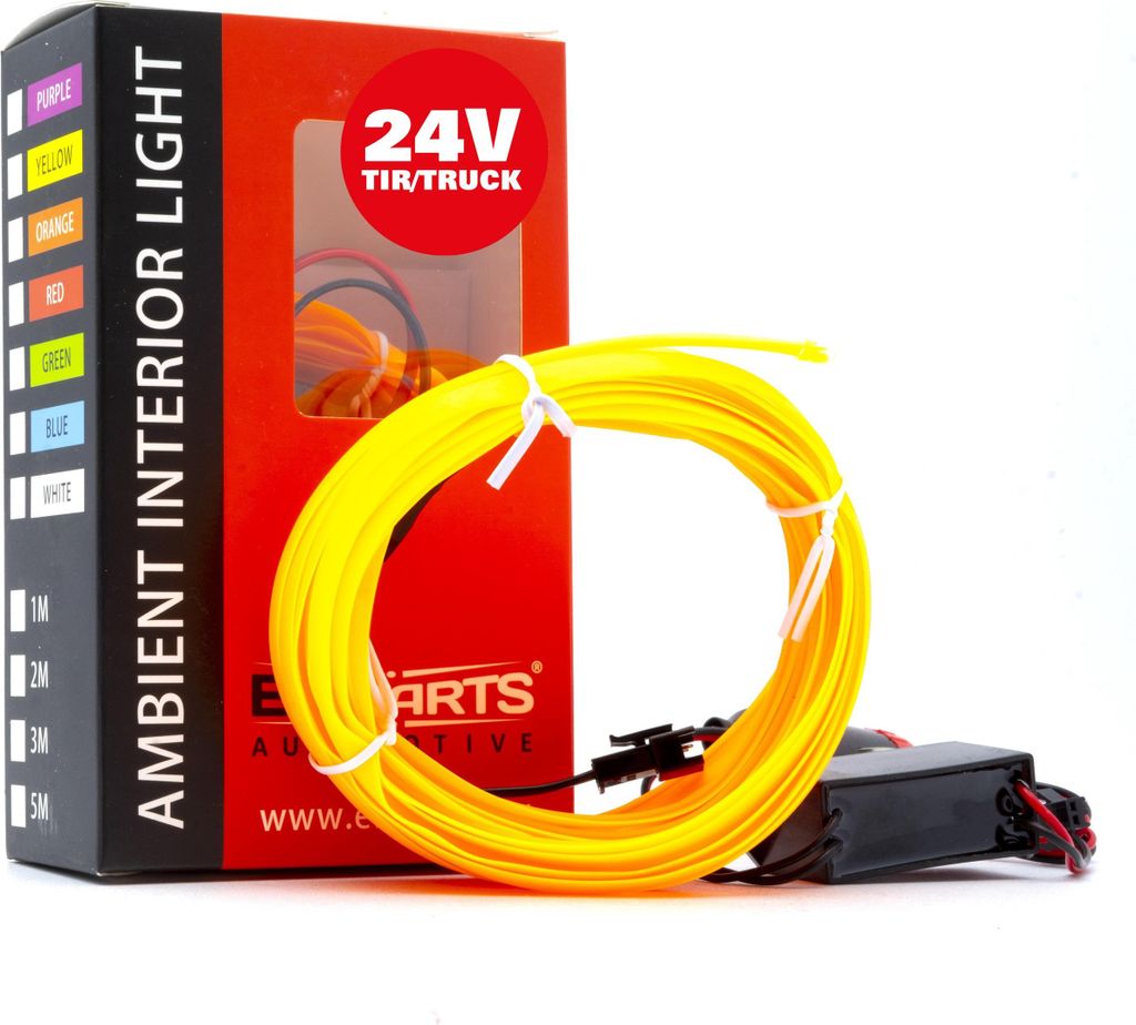 LED Auto Lichtleiter Umgebungslicht 24V Bernstein 5 Meter