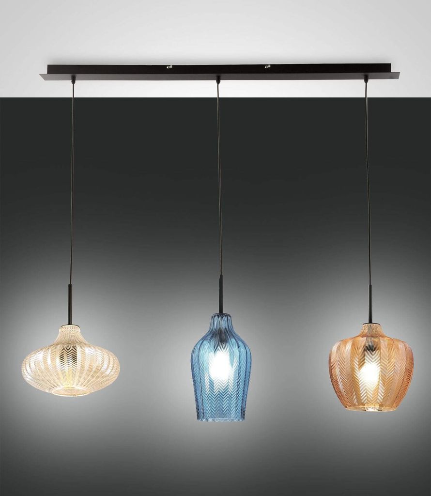 Fabas Luce Pendelleuchte Olbia E27 2000x1000mm Bernstein