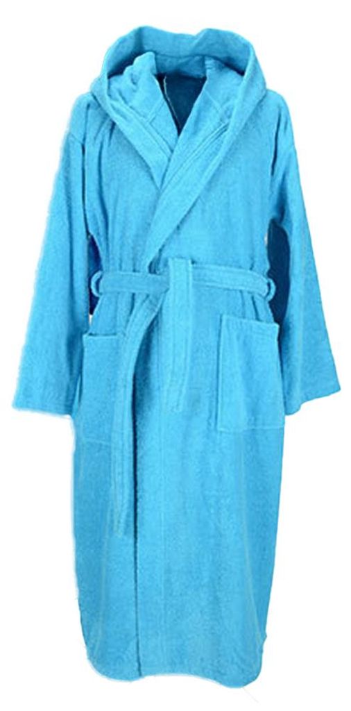 ARTG - Morgenmantel für Damen, mit Kapuze LT5811 (S-M) (Aquablau)