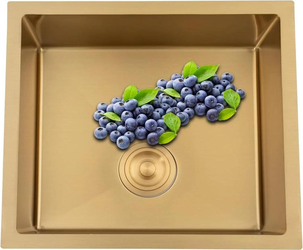 Küchenspüle aus Edelstahl - Einbeckenspüle - 50 x 45 cm - Rechteckig - Mit Wasserhahn - 1 Loch - Sieb & Rückflussventil - Aufsatz- oder Einbau ...