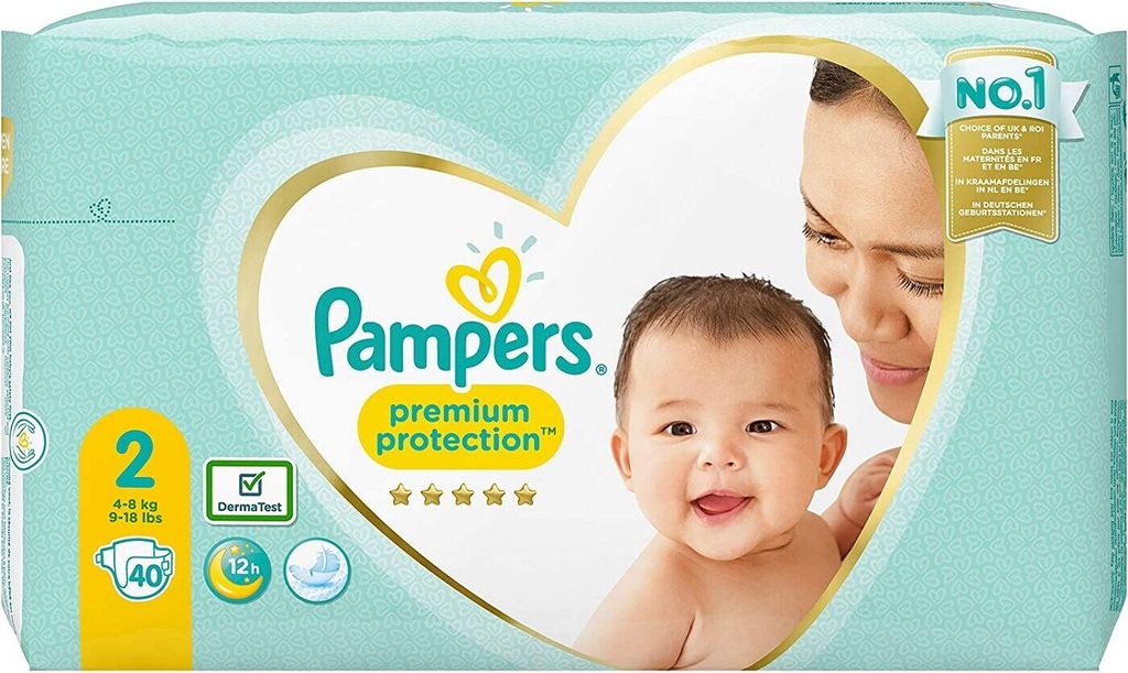 Pampers Premium Protection Größe 2, 4kg-8kg, 40 Stück Produktbild 