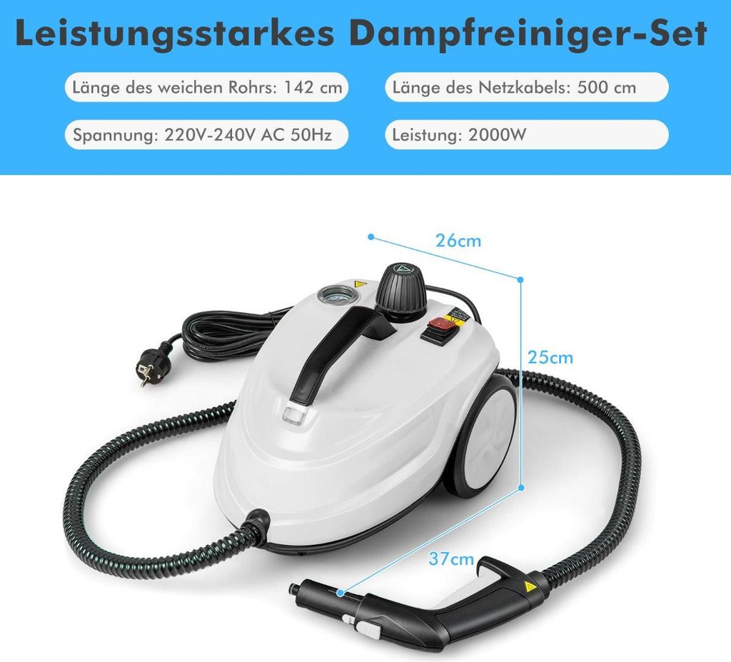 Prenosný parný čistič s výkonom 2000 W, 15-dielna sada Obrázok produktu 