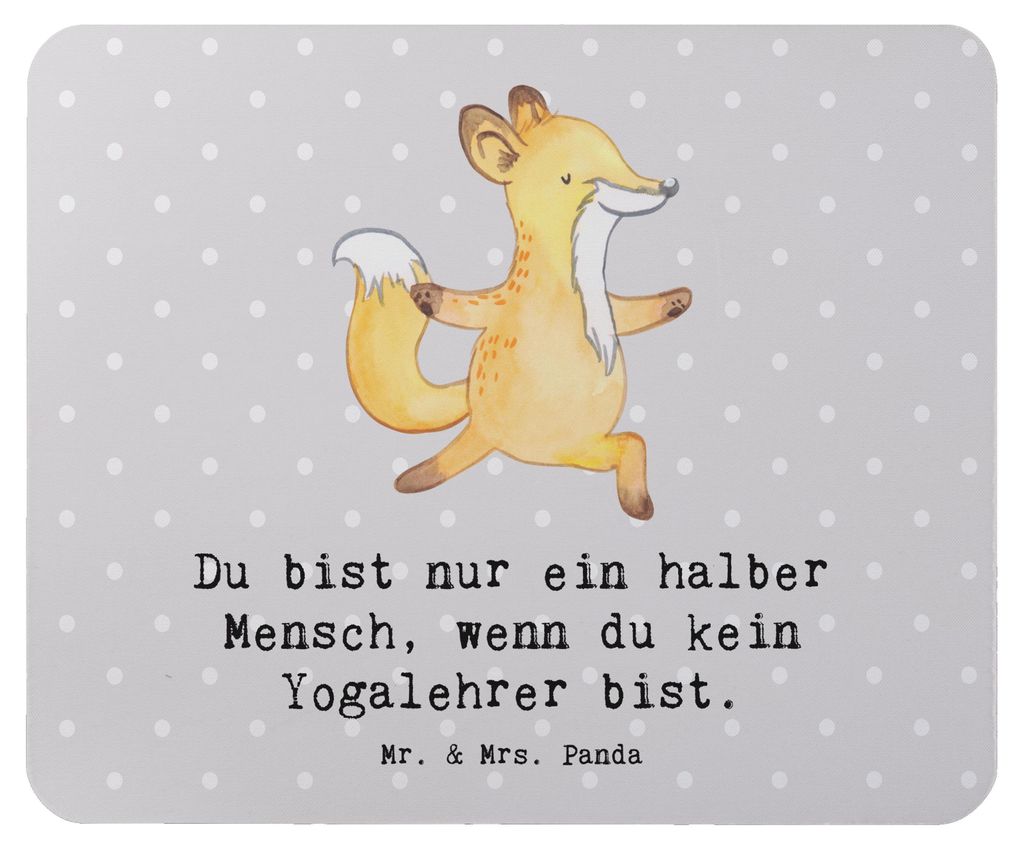 Mr. & Mrs. Panda Mousepad Yogalehrer Herz - Grau Pastell - Geschenk, mauspad laptop, pc, computer, Mouse Pad
