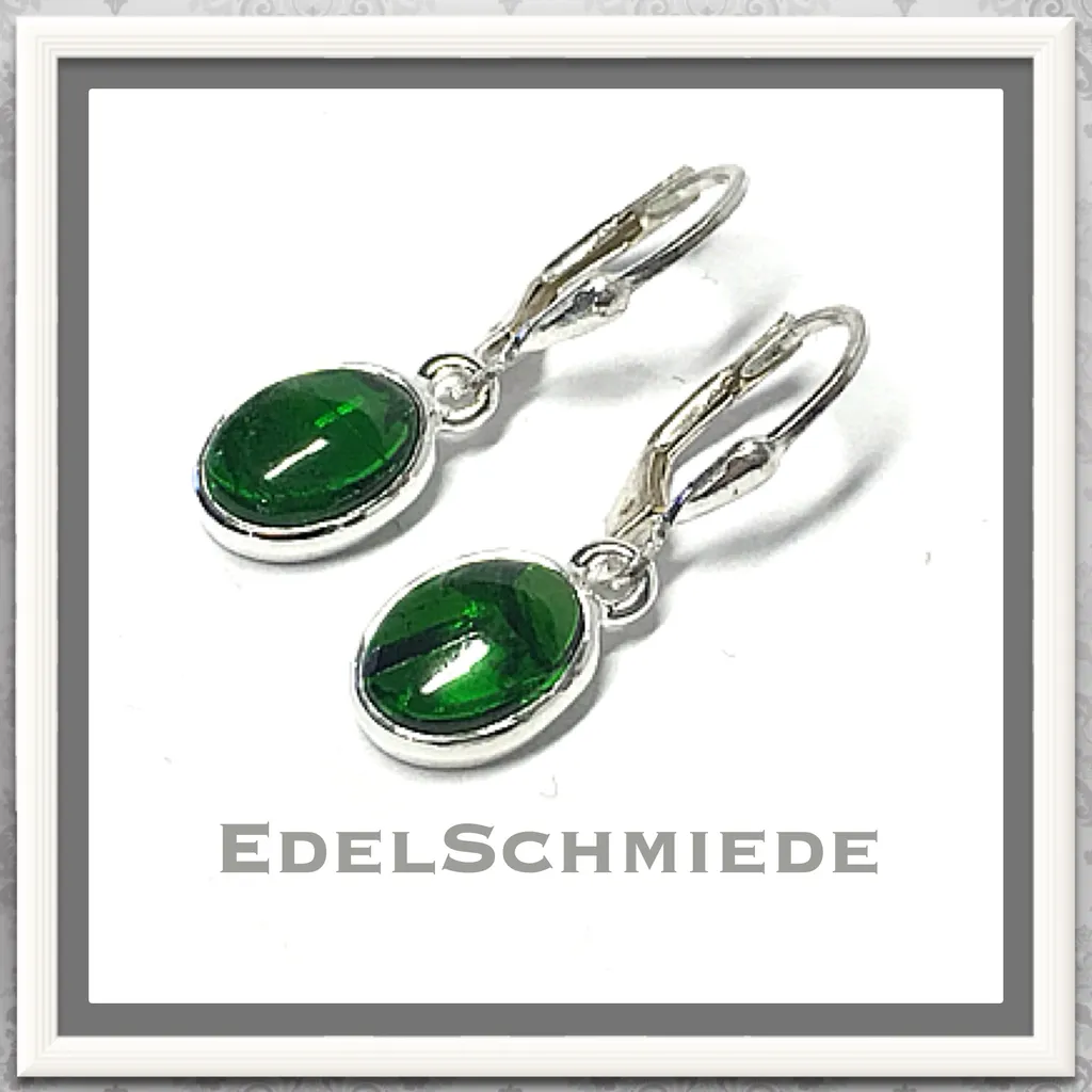 Pendentif en argent 925 avec véritable pierre diopside verte