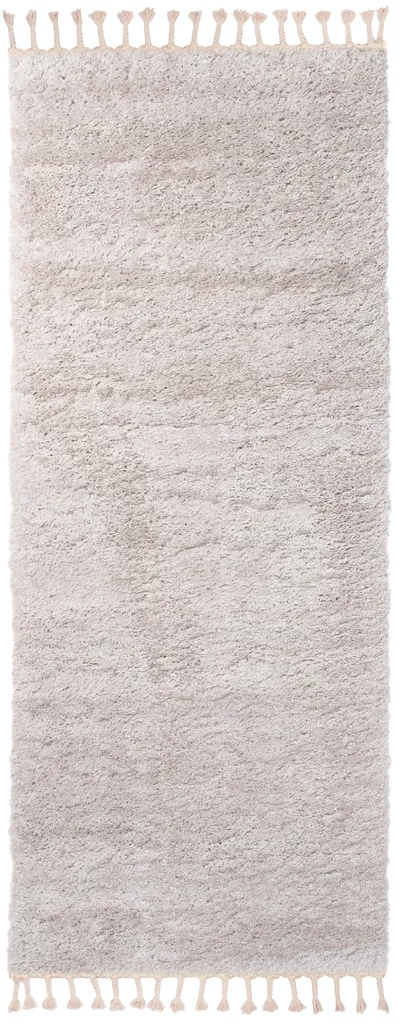 Tapis de passage shaggy moderne gris clair et long pont de salon