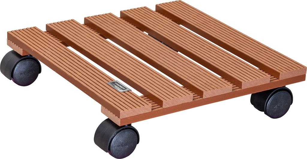 WAGNER Pflanzenroller WPC 29 x 29 x 8 cm, für außen & innen, terracotta, wetterfest, Tragkraft 60 kg - 20051001