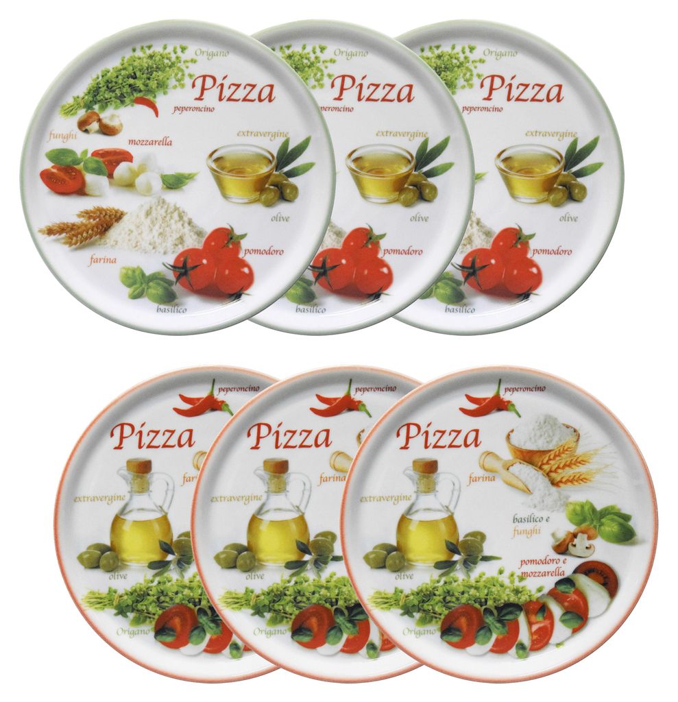 zestaw 6 talerzy do pizzy Napoli Green & Red Ø 32 cm talerz Zdjęcie produktu 