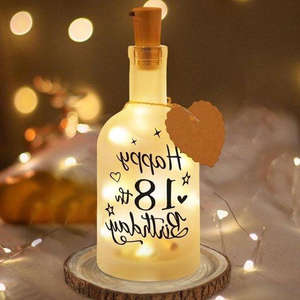 LED-Lichterkette für Mädchen/Jungen, 18. Geburtstag, mit Happy 18. Geburtstag - Geschenkidee mit Lichtdekoration