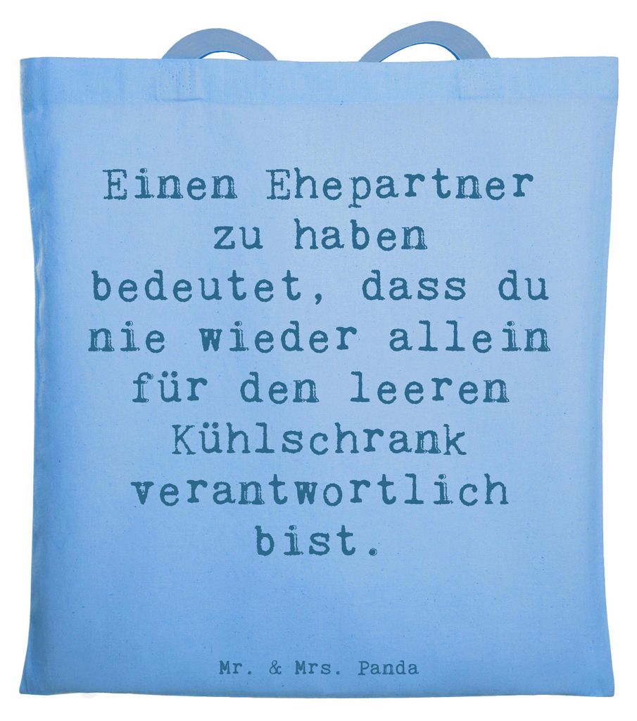 Mr. & Mrs. Panda Einkaufstasche Spruch Ehepartner Team - Sky Blue - Geschenk, Dankeschön, Geschenke, Zusammenleben, Liebe, Alltag, Jutebeutel, Tot...