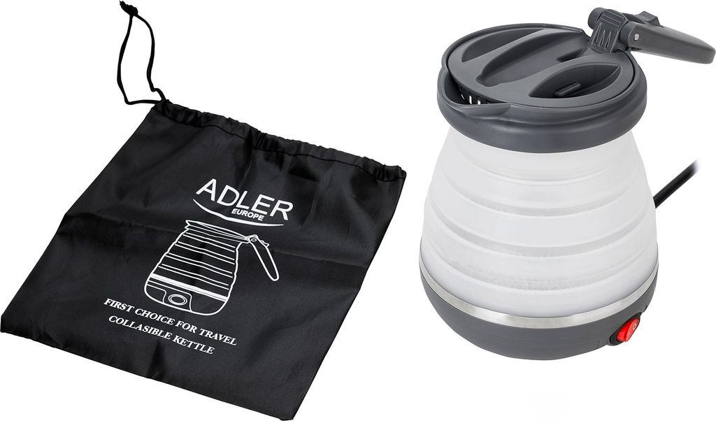 Adler AD 1279 electric kettle 0.6 L 750 W Black  White Produktbild 