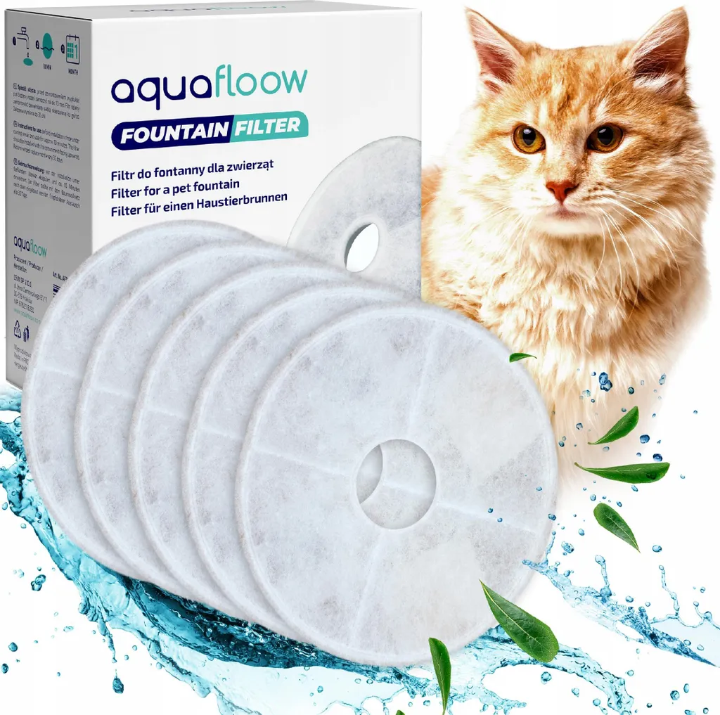 Aquafloow Filtri Tripla Azione 5 pz Compatibili Catit Flower Fountain
