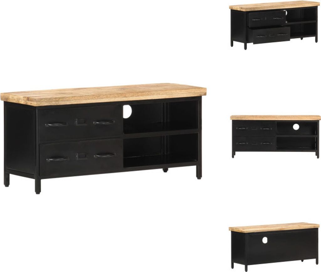 vidaXL TV-Schrank 90x30x41 cm Raues Mangoholz - TV-Möbel