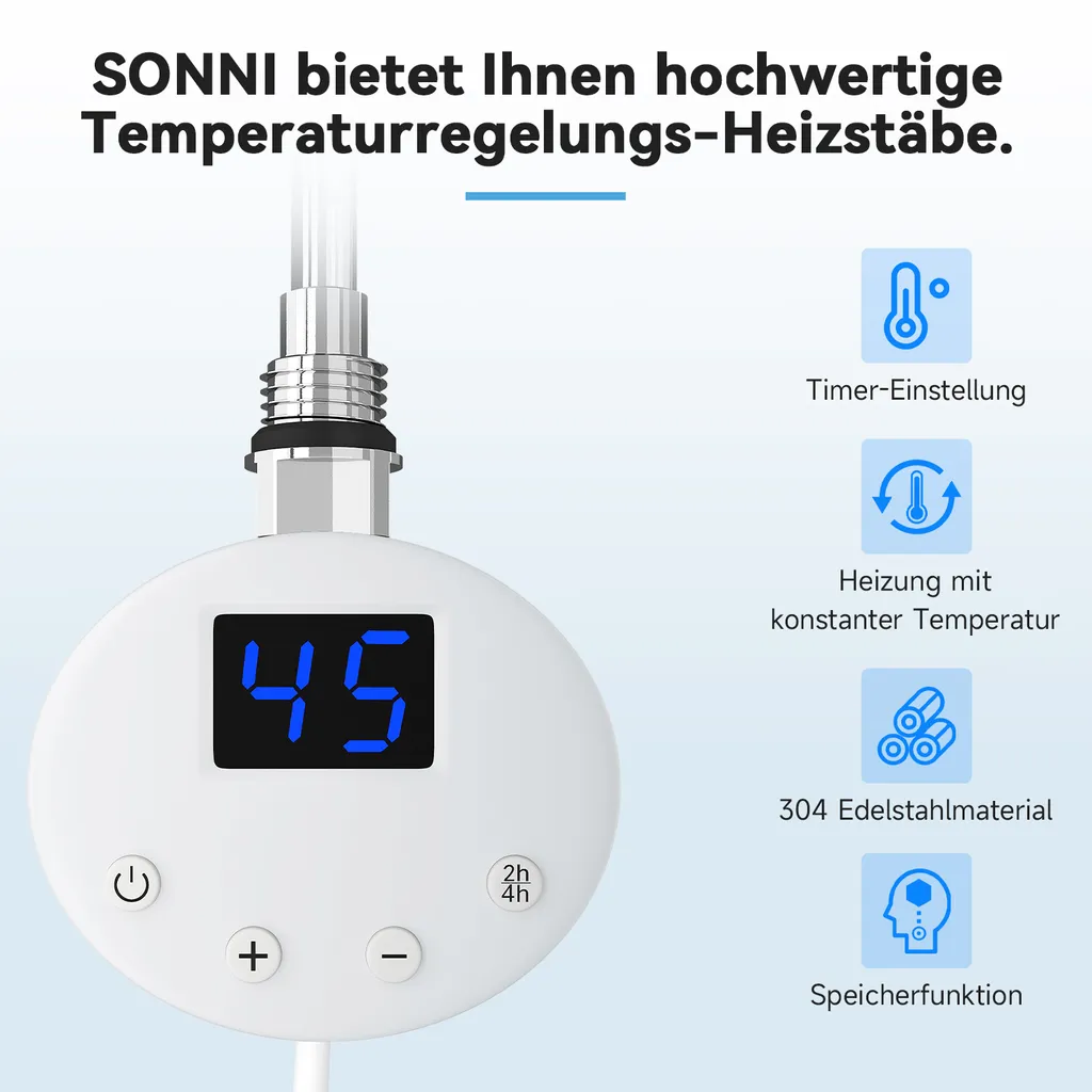 Radiateur sèche-serviette électrique 400W Blanc et Régulation Température - 4