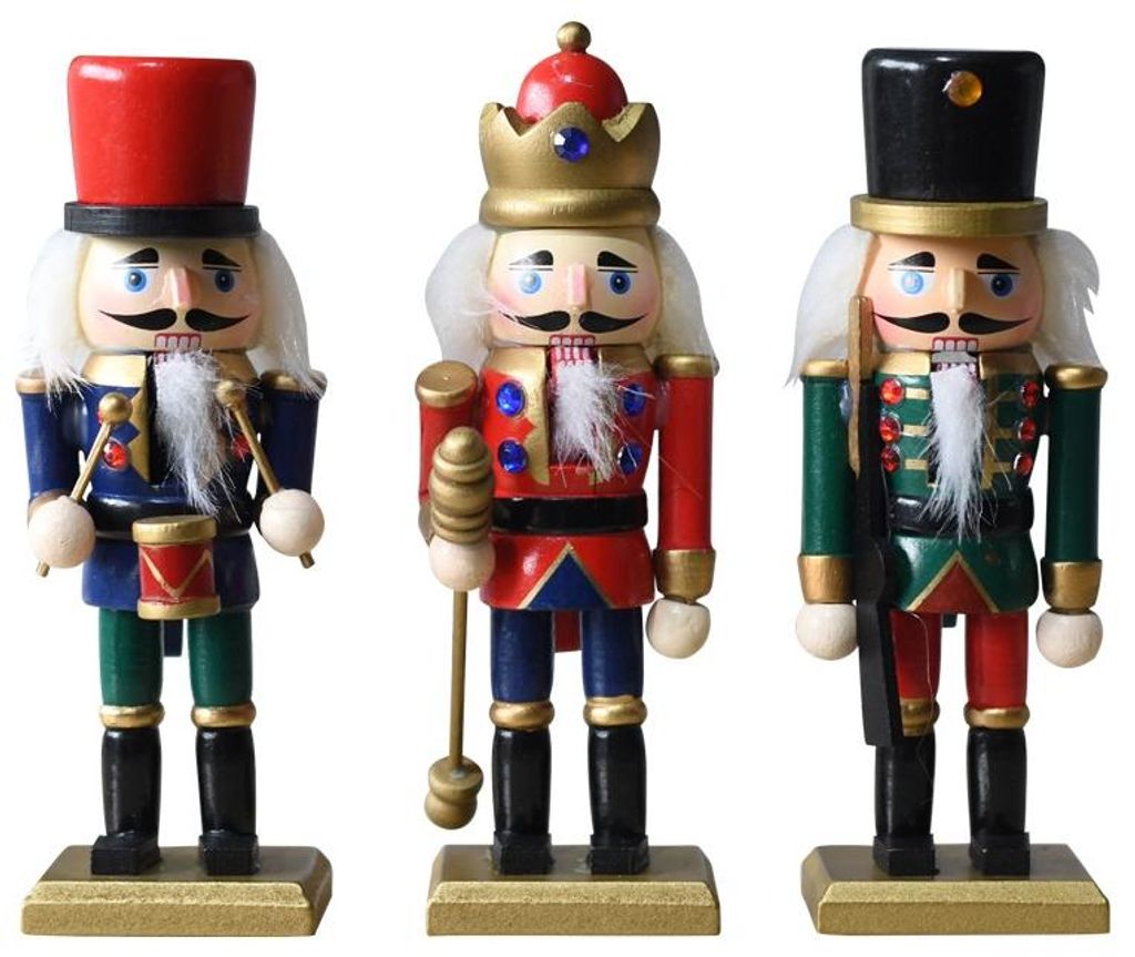 Klassisches Nussknacker-Set 3-teilig – Weihnachtsdeko Holz Produktbild 