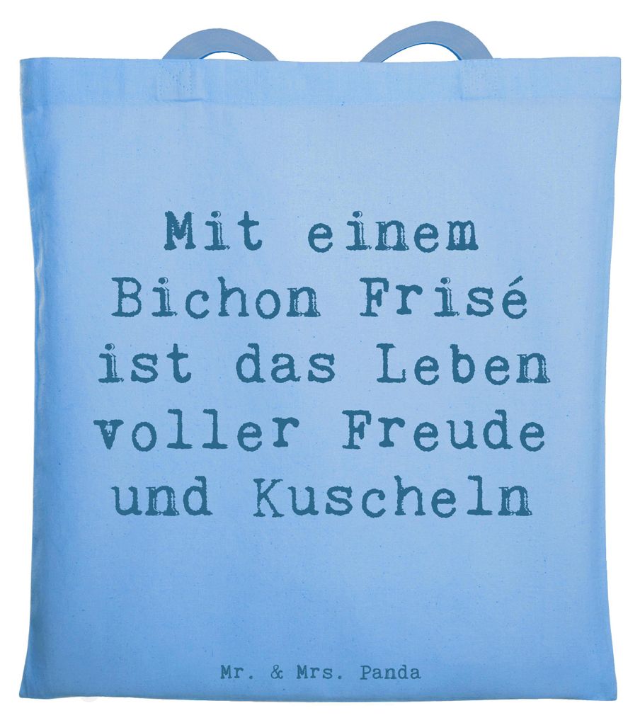 Mr. & Mrs. Panda Beutel Spruch Bichon Frisé Freude - Sky Blue - Geschenk, Shopping Tasche, Verspielt, Hunderasse, Hunderassen, freundliche Hunde, ...