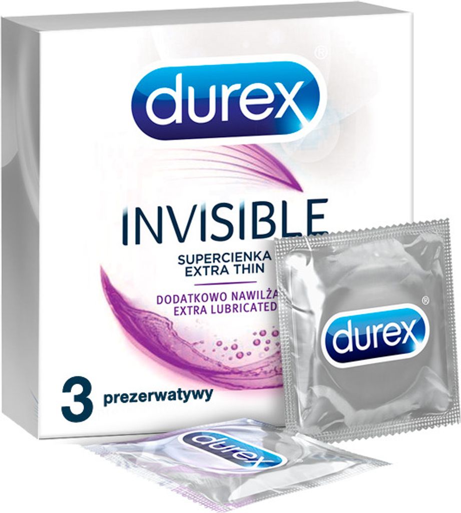 Durex Invisible, Männliches Kondom, Transparent, Latex, Produktbild 