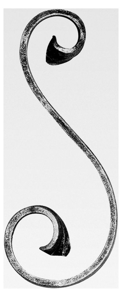 S-Schnecke | Maße: 150x60mm | Material: 10x4 | Stahl S235JR, roh | Schweißbar | Zierteil für Metallzaun/Gartenzaun/Metalltor