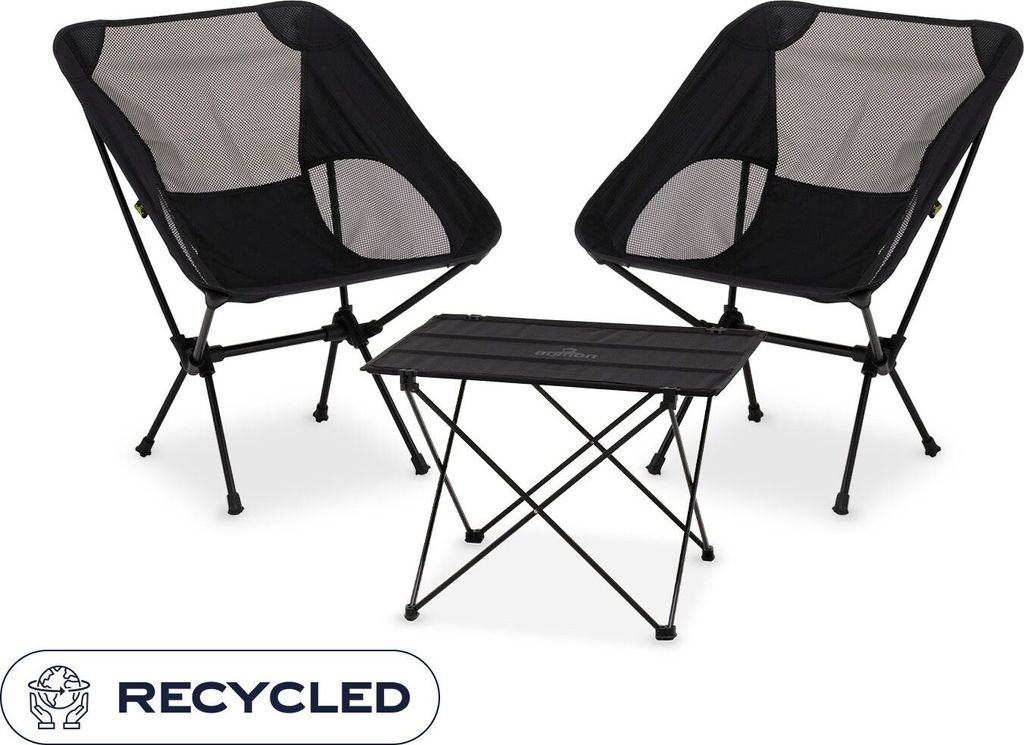NOMAD Set Sarek Compact | 2x Stuhl + 1 Amosen Tisch | Campingmöbel-Set bestehend aus Campingstühlen und Campingtisch