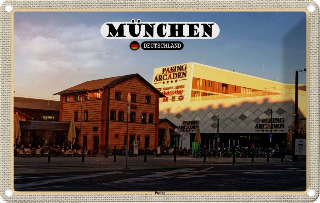 vianmo Blechschild 20x30 cm München Pasing Stadt Zentrum Bildmotiv Reisemotiv Abenteuer Reisen Urlaub