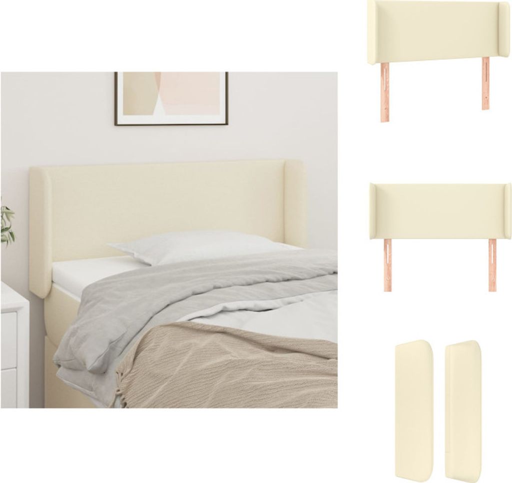 vidaXL Kopfteil mit Ohren Creme 103x16x78/88 cm Kunstleder - Kopf- & Fußenden