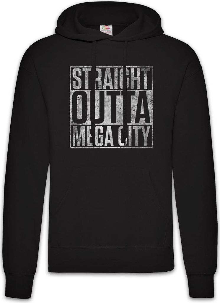 Urban Backwoods Straight Outta Mega City, Herren Hoodie, Farbe: Schwarz, Größe: 2XL
