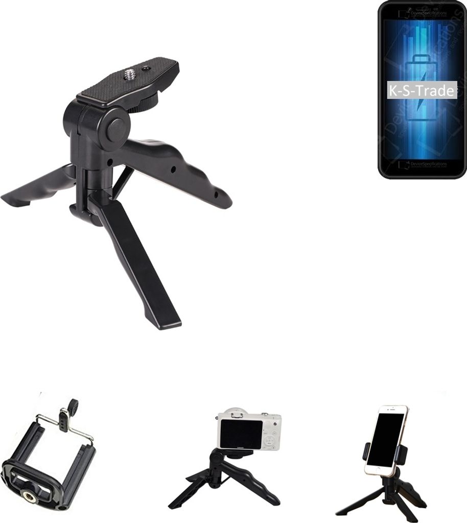 K-S-Trade Stativ Tisch-Ständer Dreibein Handy-Stativ Ständer kompatibel mit Energizer Ultimate U505S Mini-Stativ Smartphone Tripod Handy-Stativ aus