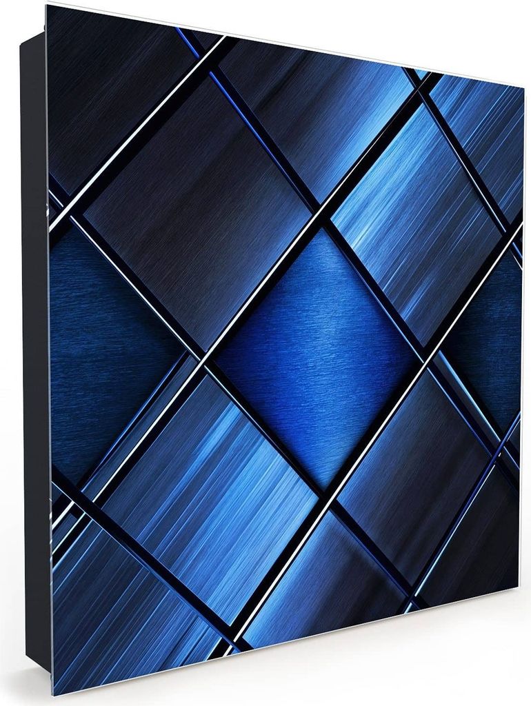Nachbildung-Schlüsselkasten, Magnetpinnwand und Memoboard mit Glasfront Motiv Blaue Kacheln