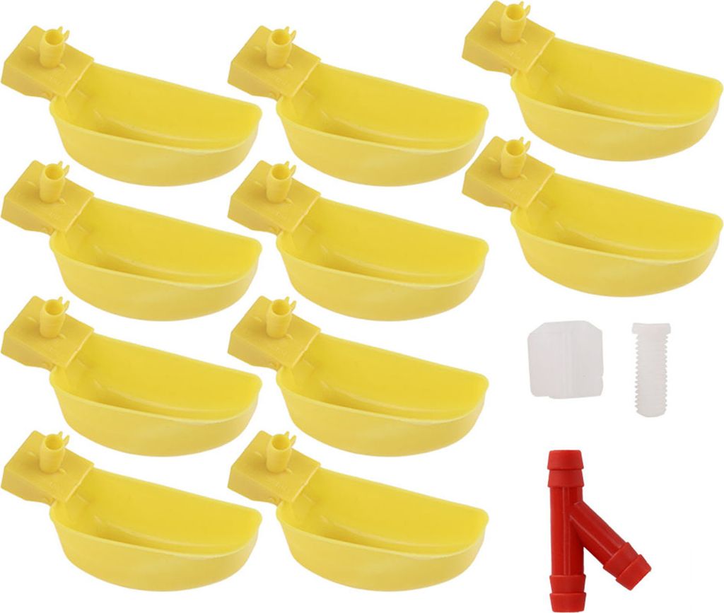 10pcs Automatische Waterer Gelb -Trinkbecher Schüssel für Wachteln Hühnervögel Große Sizerrechte