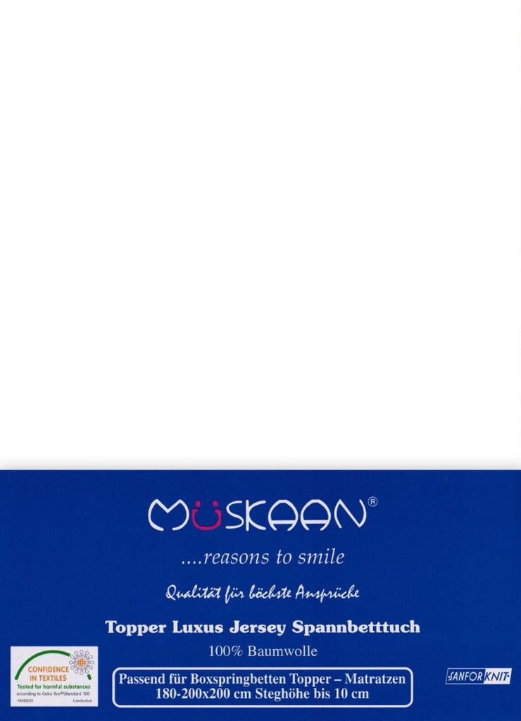 Jersey Topper Spannbettlaken Weiss 180x200 - 200x200 cm Produktbild 