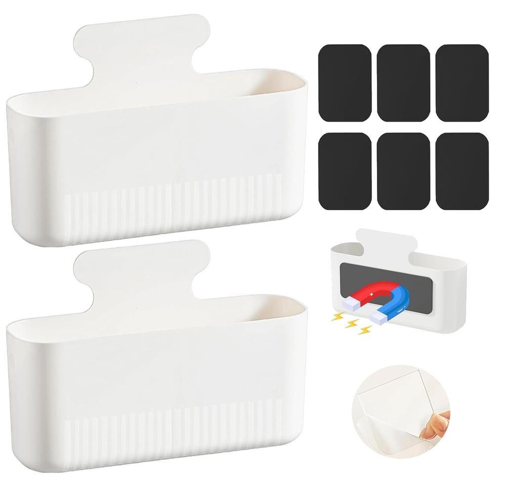 2 große magnetische Markerhalter mit je 2 Fächern, kein Bohren erforderlich, magnetischer Halter für Whiteboard-Schwämme, magnetischer Organize...