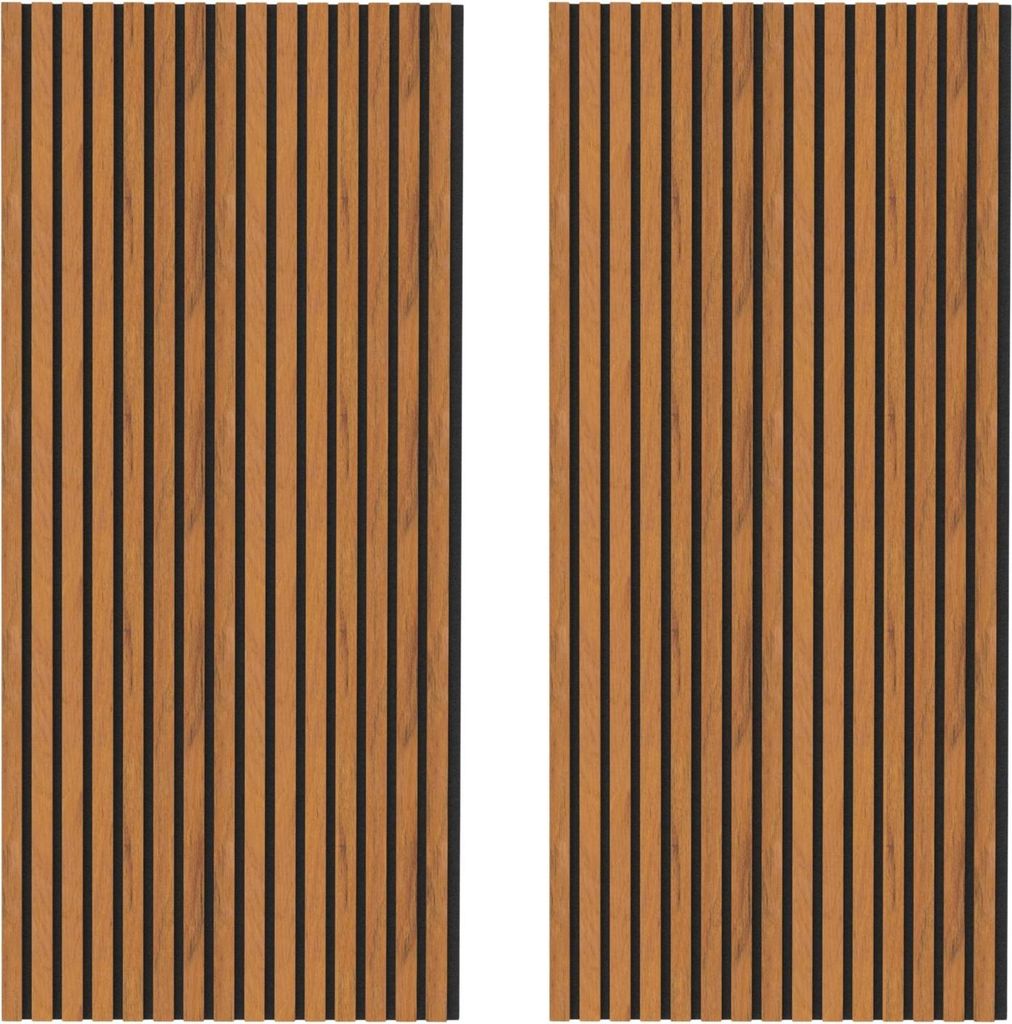 IZODEKOR 3D Wandpaneele Holz Schalldämmung, Schallabsorber Akustikpaneele Holz, Wanddeko Wohnzimmer, Wandverkleidung innen | 2er Set, Walnuss