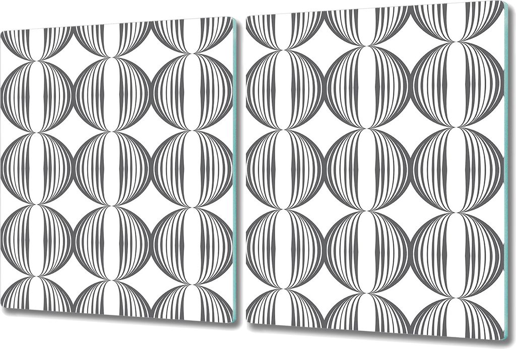 Glas Schneidebrett Herdabdeckplatten Schneideplatten - 2x 40x52 cm - Retro Kreise