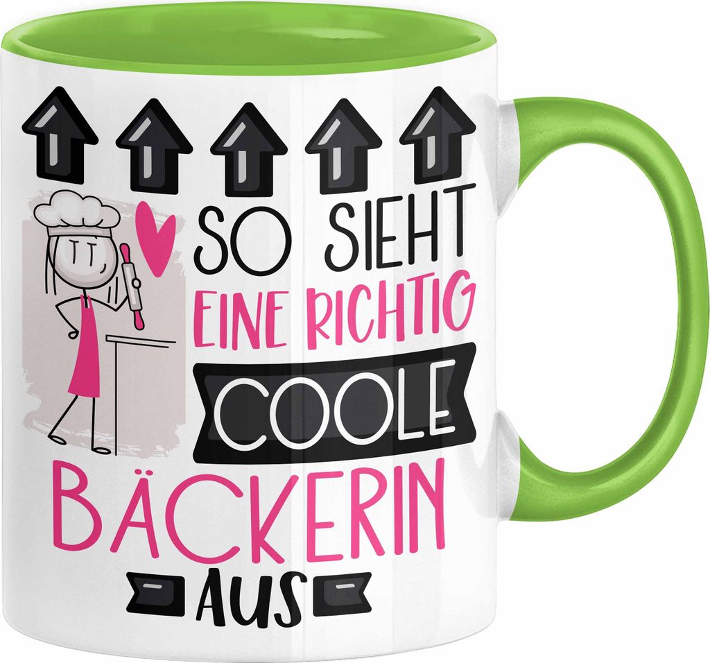 Bäckerin Geschenk Tasse Lustig Geschenkidee für Bäckerin Geburtstag So Sieht Eine Richtig Coole Bäckerin Aus Frauen Spruch (Grün)