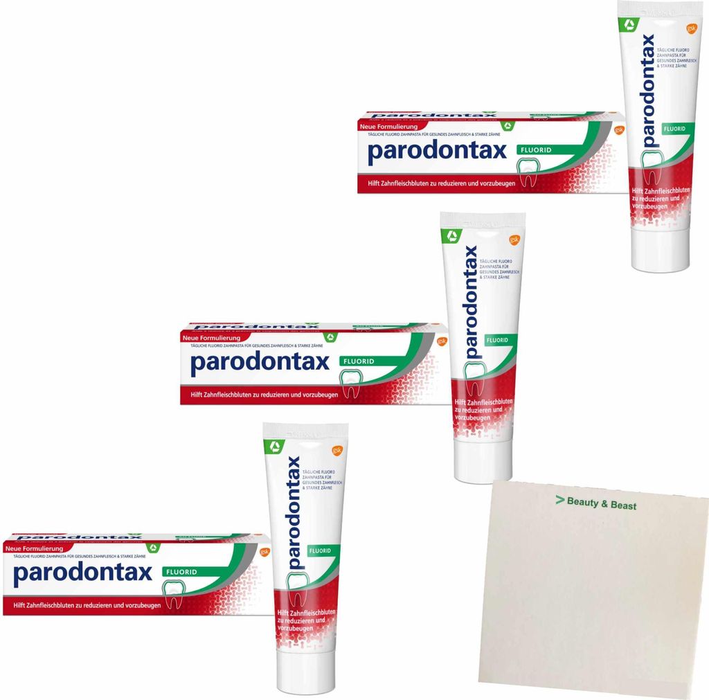 Parodontax ZahnpastaFluorid 3er Pack (3x75ml Packung) + usy Block