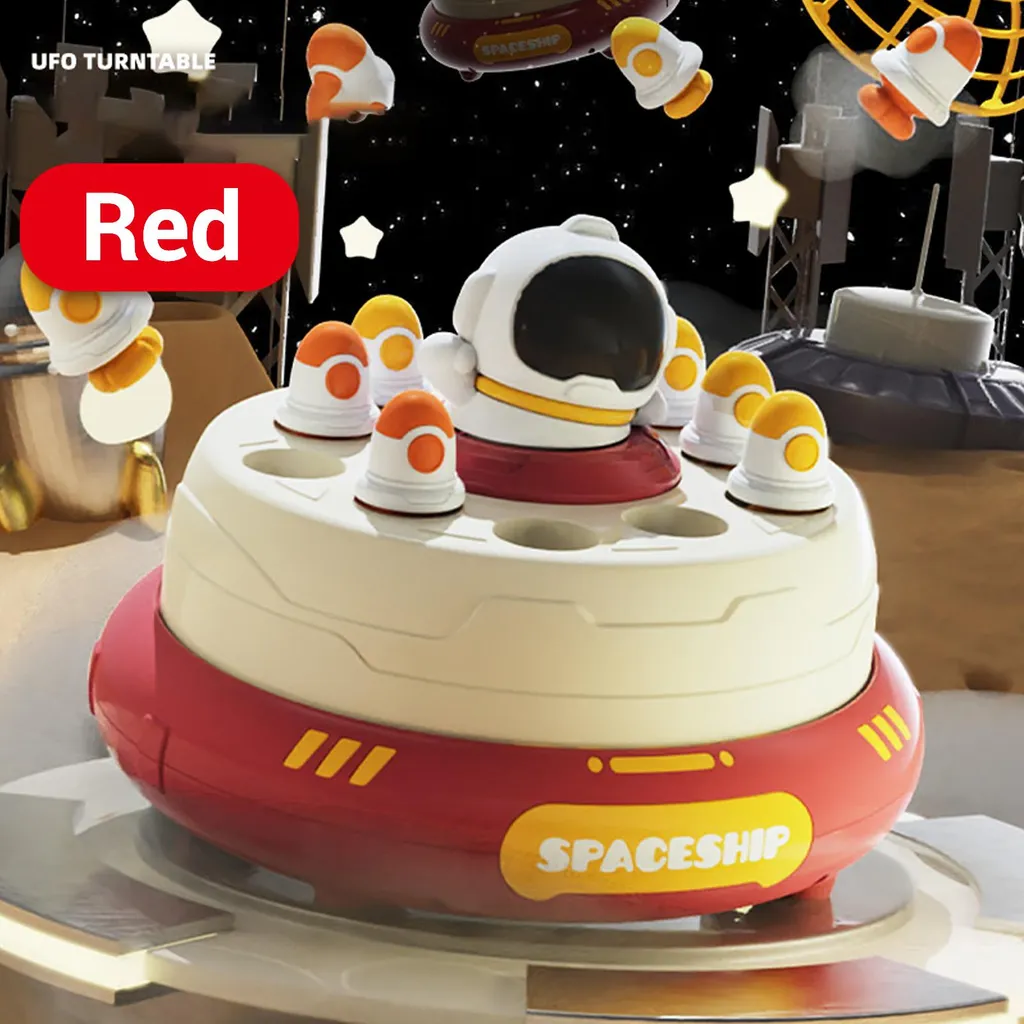 Jouet interactif spatial enfant : puzzle manuel rotatif avec paniers rouge