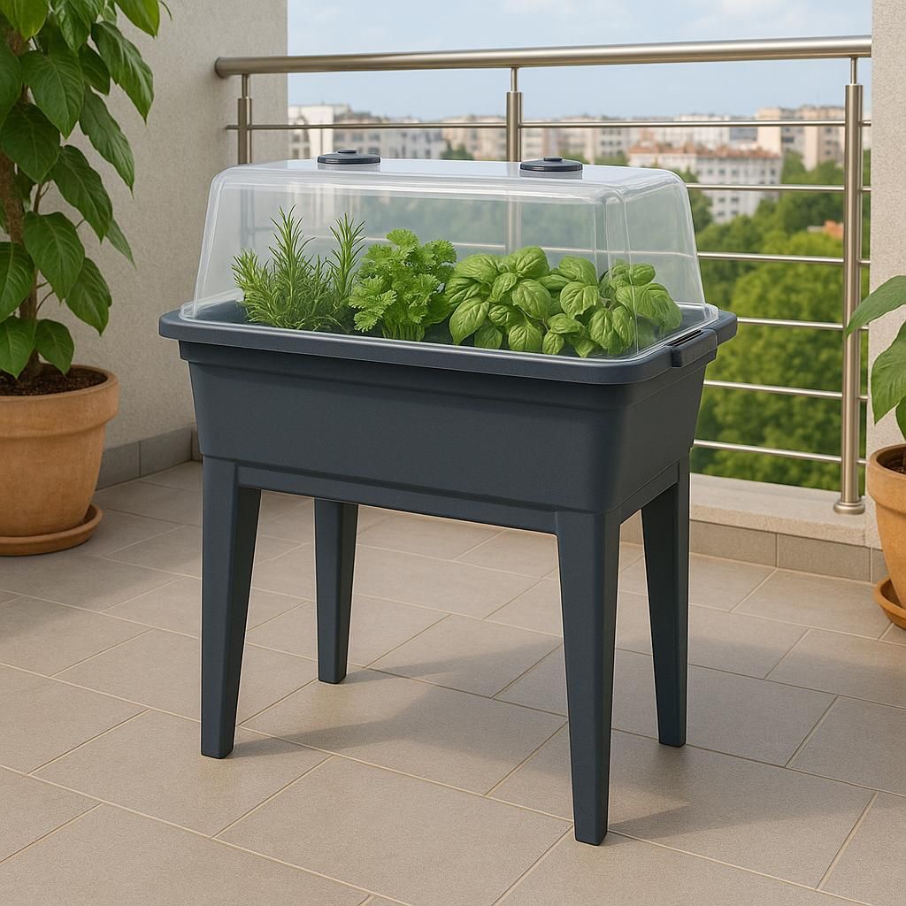 Balkon Hochbeet + Deckel Gewächshaus Frühbeet Kräuterbeet Produktbild 
