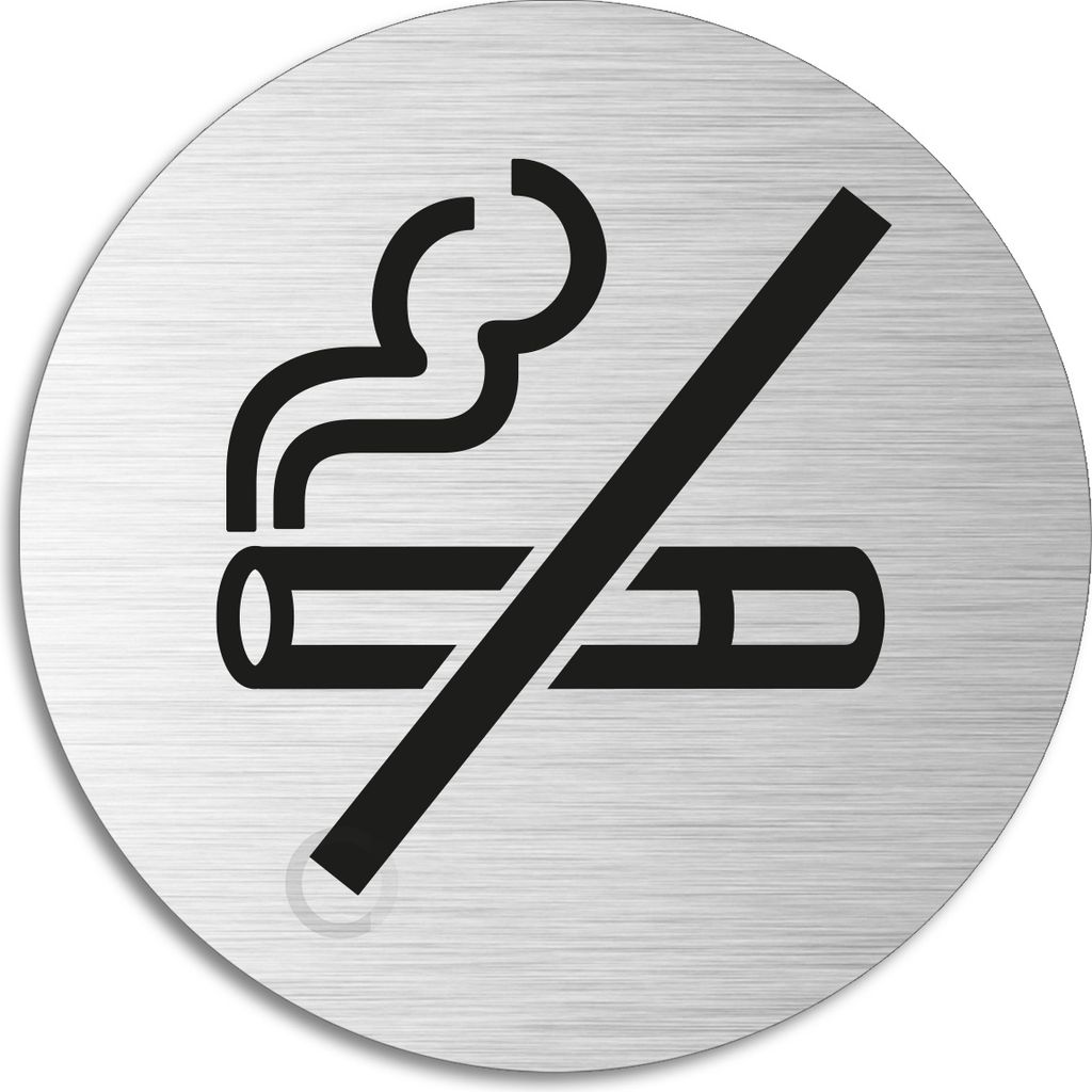 Schild - Rauchverbot | Türschild aus Aluminium Edelstahloptik Ø 75 mm
