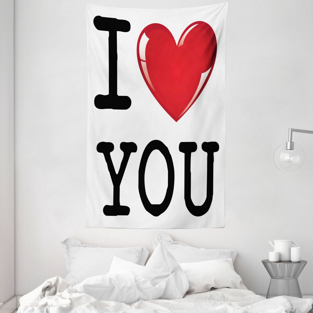 ABAKUHAUS Ich liebe dich Wandteppich und Tagesdecke, Valentines Geburtstag aus Weiches Mikrofaser Stoff Waschbar ohne Verblassen Digitaldruck, 140 ...