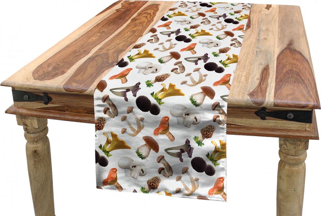 ABAKUHAUS Pilz Tischläufer, Realistische Stil Frische, Esszimmer Küche Rechteckiger Dekorativer Tischläufer, 40 x 225 cm, Mehrfarbig