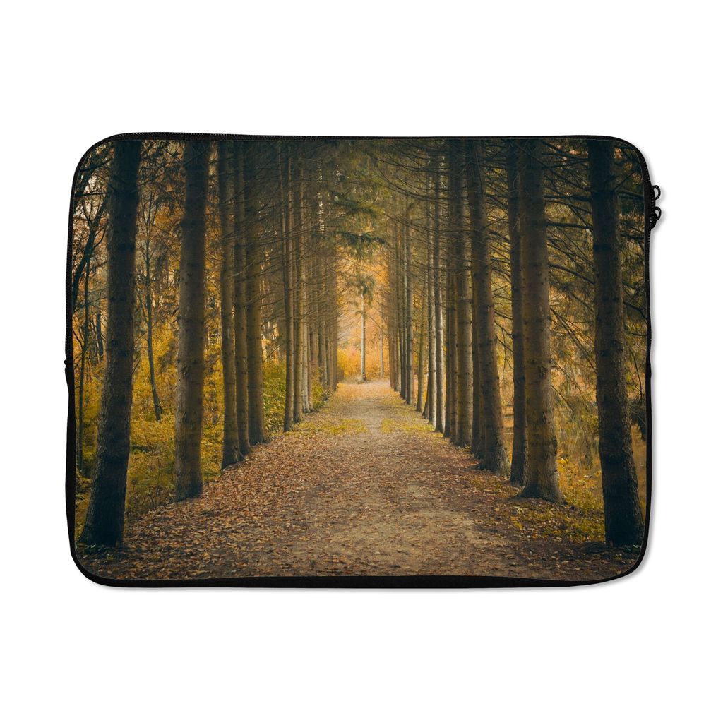 MuchoWow Laptop Hülle 17 Zoll Laptoptasche Pfad - Bäume - Wald - Zipper - Schutzabdeckung