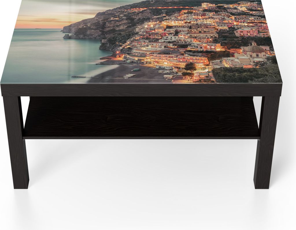 DEQORI Couchtisch 90x55 cm Schwarz 'Amalfi Abendglanz' Glas Beistelltisch Glastisch modern