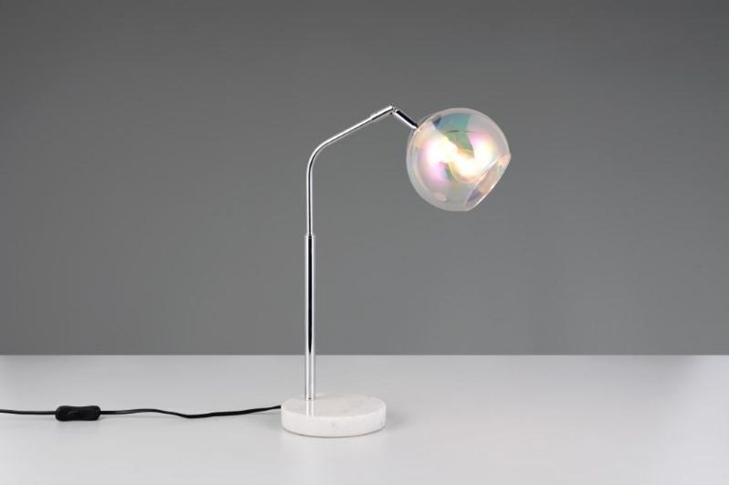 Trio Leuchten Paxton Tischleuchte Chrom Glas irisierend Produktbild 