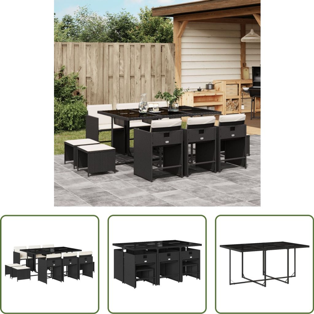 The Living Store 11-tlg. Garten-Essgruppe mit Kissen Produktbild 