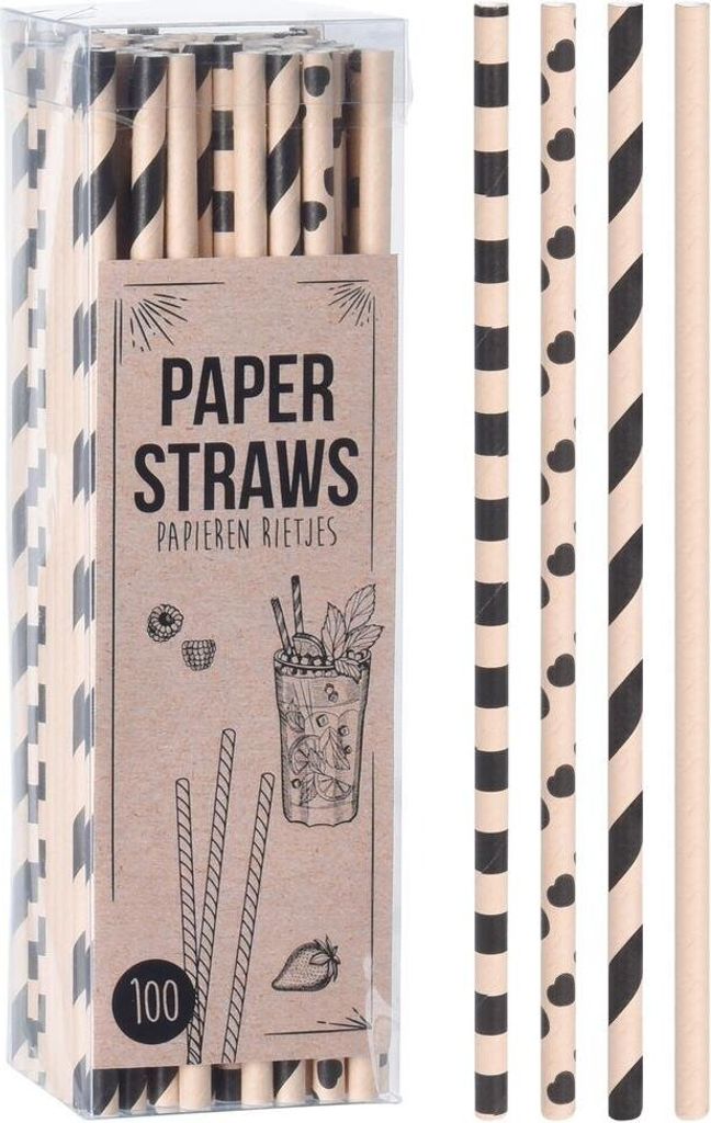 EXCELLENT HOUSEWARE Strohhalme Trinkhalme aus PAPIER für Produktbild 