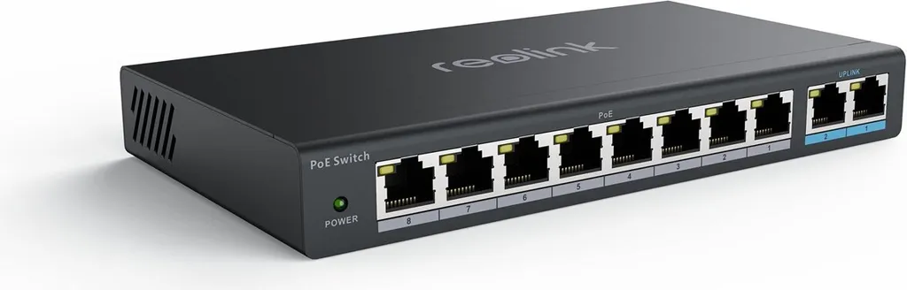 Switch PoE Reolink RLA-PS1 Noir - Injecteur PoE+ 8 Ports Haute Qualité