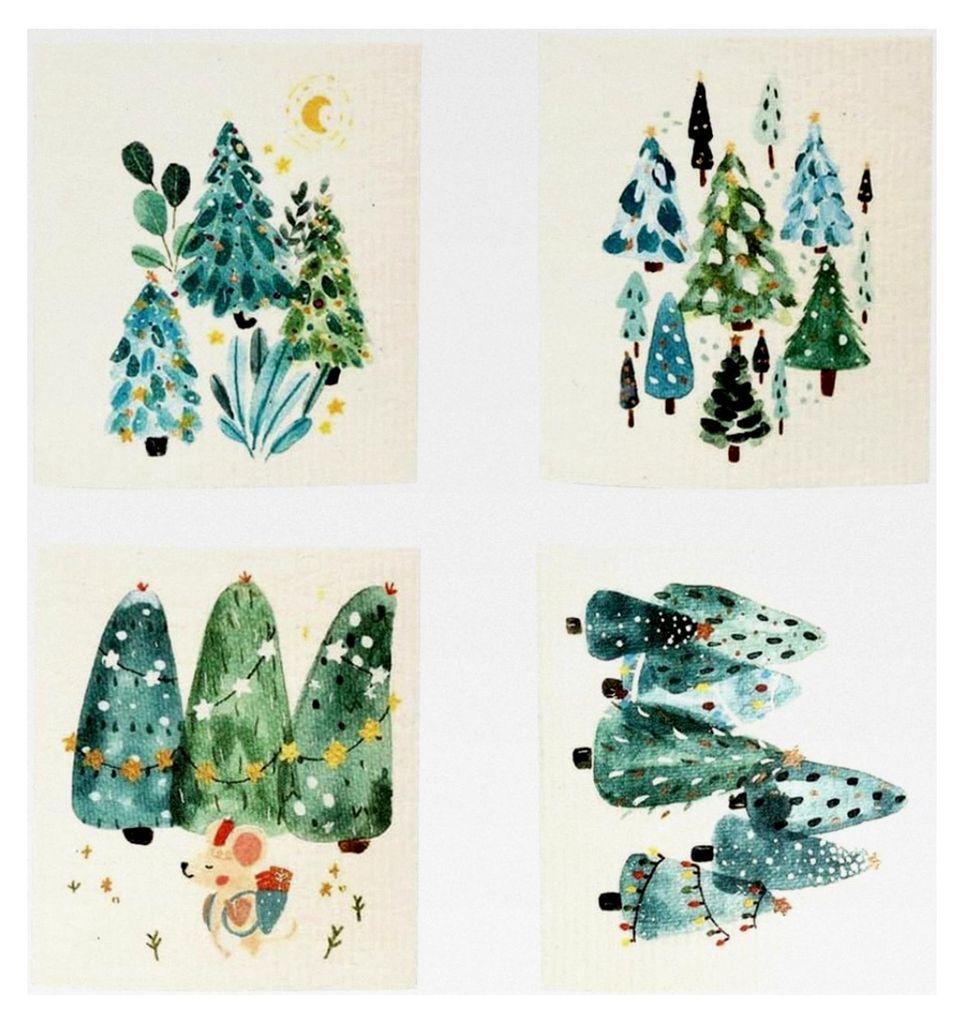 Schwedische Küchentücher, 4 Stück Wiederverwendbare Schwamm Reinigungstücher, Saugfähige Geschirrtücher Waschbar für die Küchenreinigung (W...