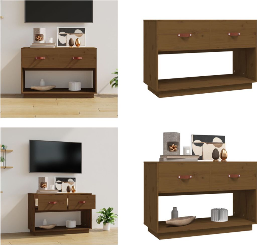 vidaXL TV Schrank Honigbraun 90x40x60 cm Massivholz Kiefer - TV-Schrank - TV-Schränke - TV-Möbel - TV-Ständer