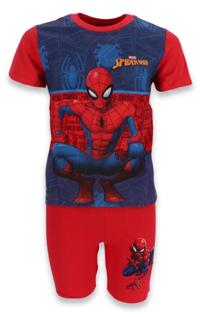 Marvel Spiderman Jungen Schlafanzug Pyjama Shirt Shorts - Produktbild 